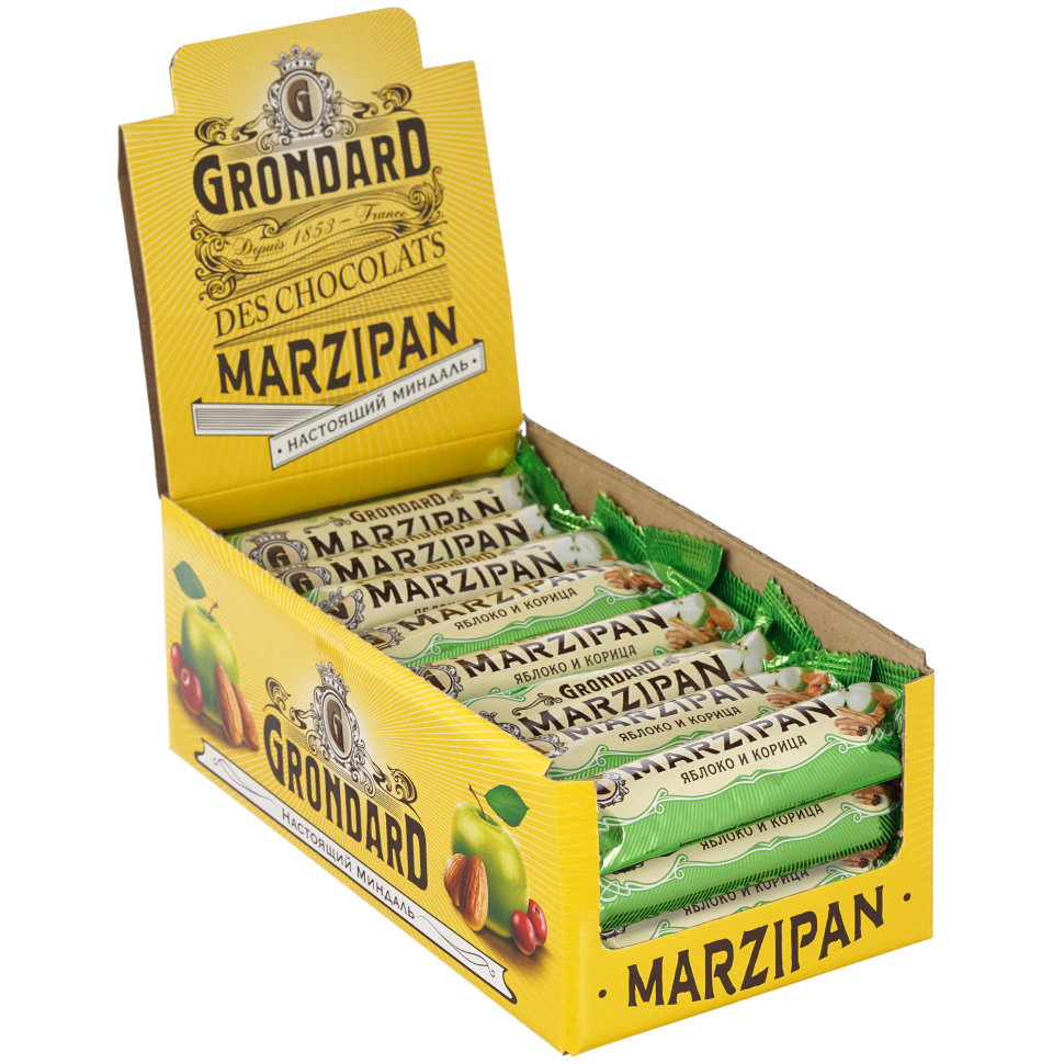  TM Grondard     (9388) Батончики глазированные Марципановые Яблоко-Корица, (24шт по 50г)     в Ноябрьске