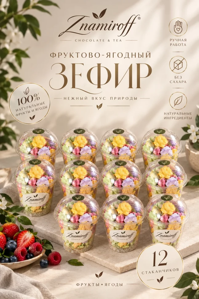  Зефир в стаканчиках без сахара(коробка 12шт по 100гр) в Ноябрьске