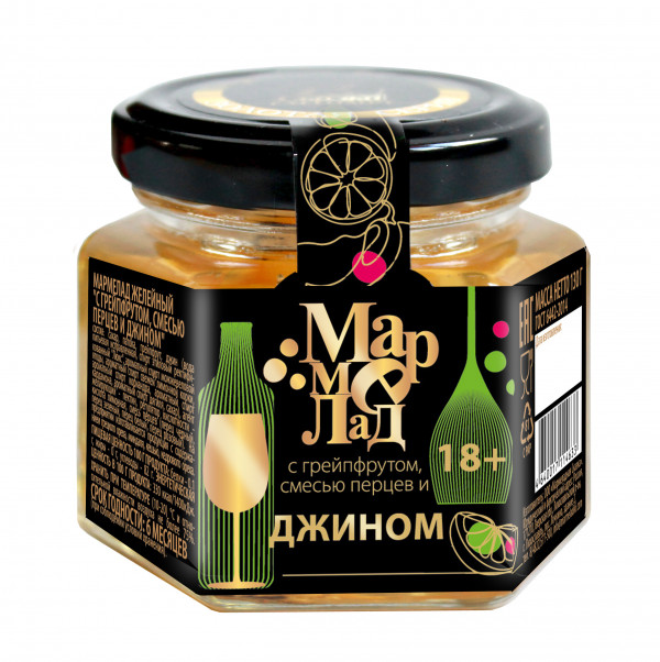 №2 Мармелад в банке "С грейпфрутом, смесью перцев и джином" 130г (18+)  в Ноябрьске